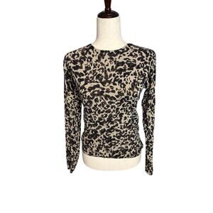 Country Shop leopard print long sleeve blouse shirt women's size small